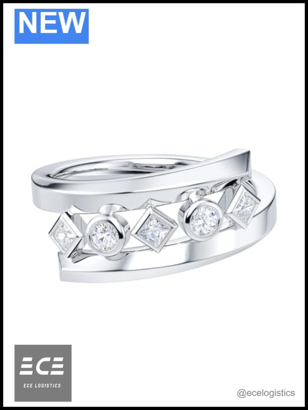 925 Sterling Silver Moissanite 5 Stone Wedding Band Ring Unisex